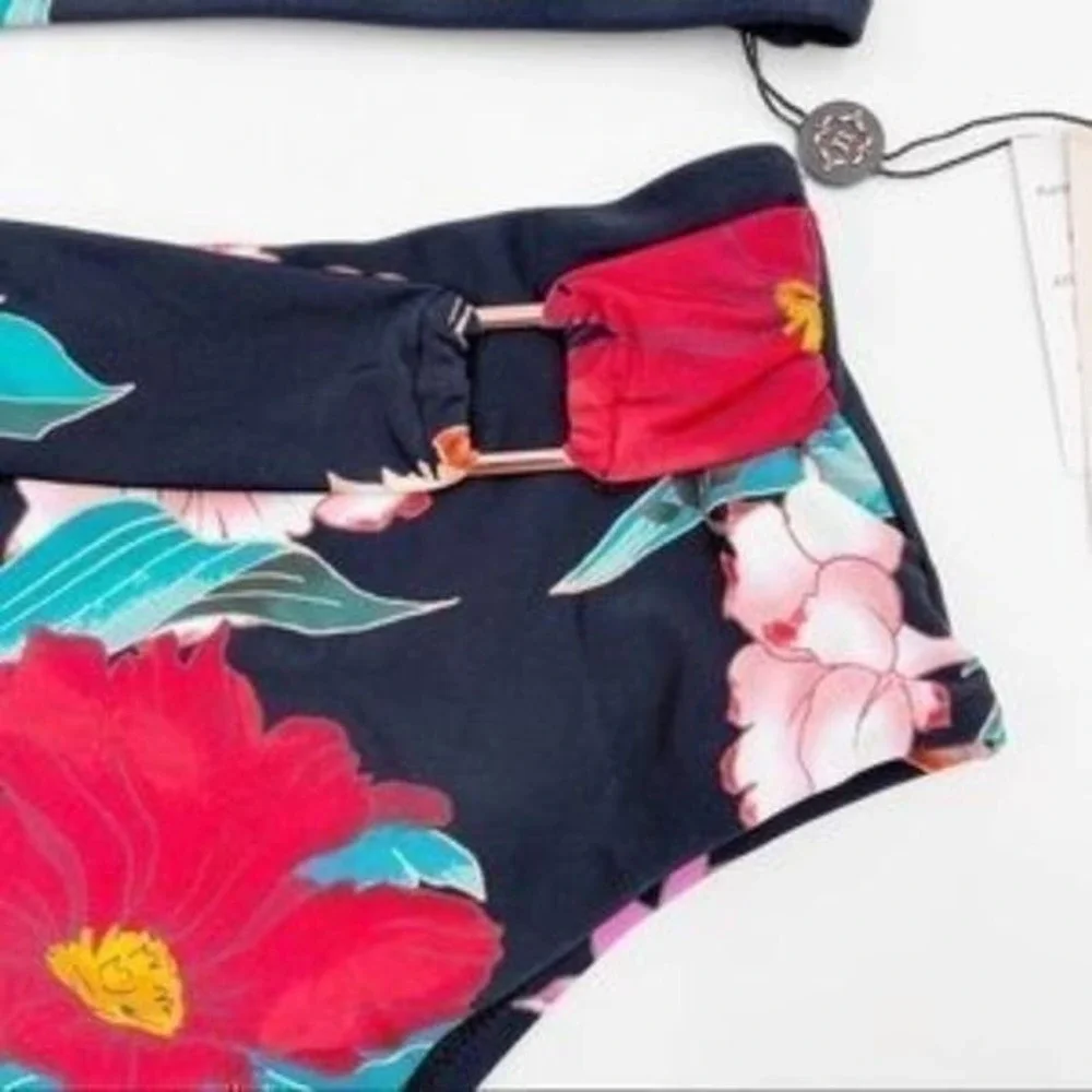 Nanette Lepore Aster Asymmetrical Bikini Swimsuit Set high waist size 6 new!!‎